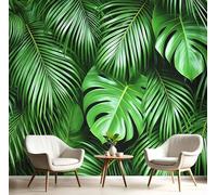 GSAEIMCT Papier Peint Soie Mural 3D Vert Foncé Feuilles De Palmier 300X210Cm Muraux Poster Geant Tapisserie Photo Décoration Murale,Jungle Tropicale Salon Chambre Bureau Couloir Peinture Décor