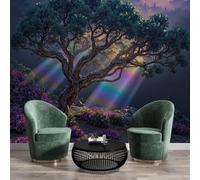 GSAEIMCT Papier Peint Soie Mural 3D Vert Foncé Forêt Ensoleillée 200X140Cm Muraux Poster Geant Tapisserie Photo Décoration Murale,Plantes Mystérieuses Salon Chambre Bureau Couloir Peinture Décor