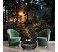 GSAEIMCT Papier Peint Soie Panoramique 3D Couleur Orange Forêt Du Coucher De Soleil Poster Mural Paysages De Rêve Pour Salon Chambre Bureau Couloir Peinture Restaurant Décoration Murale 450X300Cm