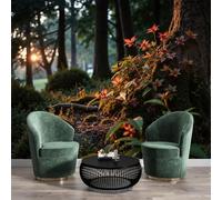 GSAEIMCT Papier Peint Soie Panoramique 3D Vert Vignes Forestières Poster Geant Mural Paysage Mystérieux Pour Salon Chambre Bureau Couloir Peinture Restaurant Décoration Murale 300X210Cm