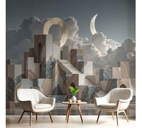GSAEIMCT Papier Peint Soie Panoramique Architecture En Gradins Minimalisme Moderne 200X140Cm Couleur Terre Décoration Murale Tableaux Poster Muraux Chambre Enfant Salon Salle Cuisine Coucherr Motif