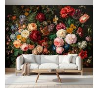 GSAEIMCT Papier Peint Soie Panoramique Rose Daisy Plantes Classiques 400X280Cm Bordeaux Décoration Murale Tableaux Poster Muraux Chambre Enfant Salon Salle Cuisine Coucherr Motif