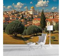 GSAEIMCT Papier Peint Soie Paysages De Jérusalem Hill City Poster Tableaux Photo Muraux Utilisé Pour Salon Chambre Chambre D'Enfant Décoration Murale,200X140Cm