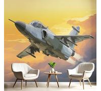 GSAEIMCT Photo Papier Peint Blanc Cassé Avions De Chasse Volants 3D Peintures Murales Restaurant Café Fond Paysage Dynamique Chambre Bureau Couloir D'Écran Salon Tv D'Écran Mural Déco,200X140Cm
