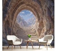 GSAEIMCT Photo Papier Peint Brun Tunnel De Briques 3D Peintures Murales Restaurant Café Fond Décors Architecturaux Chambre Bureau Couloir D'Écran Salon Tv D'Écran Mural Déco,250X170Cm