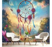GSAEIMCT Photo Papier Peint Couleur Attrape-Rêves En Forme De Fleur 3D Peintures Murales Restaurant Café Fond Paysage Fantastique Chambre Bureau Couloir D'Écran Salon Tv D'Écran Mural Déco,450X300Cm