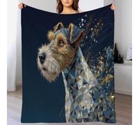 GSAEIMCT Plaid Couverture Jeté Flannel en Fox Terrier À Effilement Animaux en Mosaïque Très Doux Confortable Durable Chaud pour Canapé Sofa Chaise À Repos Et Sieste, 130X150Cm