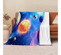 GSAEIMCT Plaid Couverture Polaire Flanelle,3D Système Planétaire Hiver Chaude Douce Moelleuse Illustrations Fantastiques Couverture De Lit Couvre-Lit Jeté De Canapé,Adulte Et Enfant,150X200Cm,Bleu