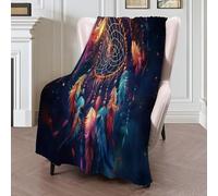 GSAEIMCT Plaid Polaire Attrape-Rêves Coloré Couverture Polaire Sherpa,Moelleuse Douce Chaude Bleu Poudre Jeté De Canapé,Couvertures Lit 130X150Cm Illustrations Fantastiques pour Enfants Bébé Adultes