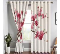 GSAEIMCT Rideau Occultant Thermique Et Phonique Obscurcissant, Fleurs De Prunier sur Les Branches De l'arbre 2 Panneaux À Oeillets,Décoration Peinture À L'Encre Chinoise pour Salon Chambre