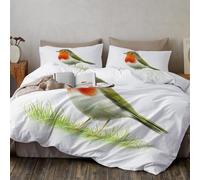 GSAEIMCT Rouge Vert Robin des Prés Print Parure De Lit 220X240Cm Ensembles De Housse De Couette avec Taies d'oreiller 3D Animaux Illustrés Housse De Couette Room Decor pour Adultes Enfants Filles