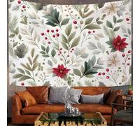 GSAEIMCT Tapisserie Murale Décorative Chambre - Gris Baies À Feuilles Élégante Botanique 150 X 100 Cm Grand - Papier Peint Tissu - Tapestry Aesthetic Wall - Décoration Panoramique