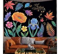 GSAEIMCT Tapisserie Murale Décorative Chambre - Multicolore Feuilles De Rose Illustrations De Fleurs 200 X 150 Cm Grand - Papier Peint Tissu - Tapestry Aesthetic Wall - Décoration Panoramique