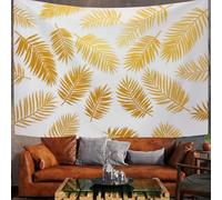GSAEIMCT Tapisserie Murale Décorative Chambre - Or Feuille De Palmier De Luxe Minimaliste Moderne 150 X 130 Cm Grand - Papier Peint Tissu - Tapestry Aesthetic Wall - Décoration Panoramique