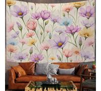 GSAEIMCT Tapisserie Murale Décorative Chambre - Rose-Violet Belles Fleurs Sauvages Tons Aquarelle 230 X 180 Cm Grand - Papier Peint Tissu - Tapestry Aesthetic Wall - Décoration Panoramique