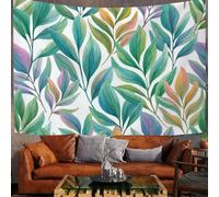 GSAEIMCT Tapisserie Murale Décorative Chambre - Vert Feuilles Colorées Illustrations À L'Aquarelle 100 X 75 Cm Grand - Papier Peint Tissu - Tapestry Aesthetic Wall - Décoration Panoramique