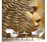GSAEIMCT Tv Fond D'Écran Or Mme Vague Papier Peint Des Personnages Fascinants Peintures Murales Salon Panoramique Revêtement Muraux Photo Décoration Wallpaper Chambre Soie 3D Poster,250X170Cm
