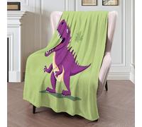 GSAEIMCT Violet Tyrannosaure Rex Mignon Couverture Polaire,3D Animaux De Dessin Animé Flanelle Douce Chaudes Légères Couvertures Toutes Saisons Jete De Canape pour Voyager,Lit Ou Canapé,100X130Cm