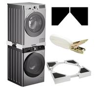 Gsakskdsap Kit de Superposition Lave Linge Seche Linge, Superposition Universel, Cadre Intermédiaire pour Lave-Linge et Sèche-Linge avec Corde Cliquet, Cadre Réglable, Charge Maximale 500kg (49-75 cm)