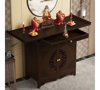 GSATREY Armoire Sanctuaire De Bouddha, Table d'autel, avec Tiroir Rangement, Sculpté Main, for Les Prières, la Divination, Le Culte, l'espace Spirituel Personnel(Brown,66 * 40cm/26 * 15.7in)