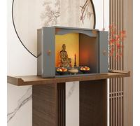 GSATREY Autel Bouddhiste, Table d'autel, Niche De Bouddha Chinois, Sanctuaire Domestique, Support pour Statues Bouddhistes, pour Prière, Offrande et Encens(Grey,50 * 40cm/19.7 * 15.7in)