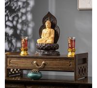 GSATREY Autel de Table de Méditation avec Rangement, Table de Méditation Japonaise, for Les Prières, la Divination, Le Culte, l'espace Spirituel Personnel(Brown,42 * 25cm/16.5 * 9.85in)