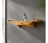 GSATREY Bambou Table Autel Bouddhiste avec Un Design Mural, Petit Brûleur D'encens Bouddhiste, Table D'autel De Sanctuaire Chinois, Rangement Pratique(Yellow,40 * 25cm/15.7 * 9.8in)