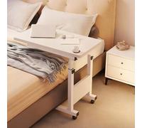 GSATREY Bureau d'ordinateur Portable Roulant Moderne, Table pour Ordinateur Portable Réglable en Hauteur, Pliable Table de Surlit, pour Chambre à Coucher, Bureau, Salon(White)