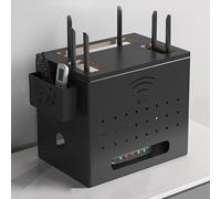 GSATREY Coffret de Rangement pour Routeur, Boite Cache Cable, Cable Management l'etagère, Signal Wi-FI Optimal et Dissipation Thermique, sans Perçage(Black)