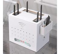 GSATREY Coffret de Rangement pour Routeur, Boite Cache Cable, Cable Management l'etagère, Signal Wi-FI Optimal et Dissipation Thermique, sans Perçage(White)