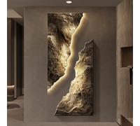 GSATREY Peinture Murale Décorative en Grès, Décoration Murale 3D avec éclairage LED, Sculptures Murales de Paysage, pour Fond de Canapé, Chevet, Couloir(Black1,65 * 150cm/25.6 * 59.1in)