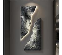 GSATREY Peinture Murale Décorative en Grès, Décoration Murale 3D avec éclairage LED, Sculptures Murales de Paysage, pour Fond de Canapé, Chevet, Couloir(Black2,40 * 90cm/15.7 * 35.4in)