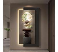 GSATREY Peinture Murale Décorative en Grès, Décoration Murale LED Moderne, Décoration de Porche, Sculptures Artistiques, pour Salle à Manger, Bureau et Restaurant(Black 1,60 * 120cm/24 * 47.5in)