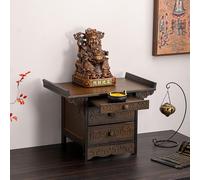 GSATREY Petite Table D'autel, Tables D'autel avec Rangement, Sanctuaire Domestique, Sculpté Main, pour Salon, Salle à Manger, Thé, Décoration Intérieure(Brown,70 * 33cm/27.6 * 13in)