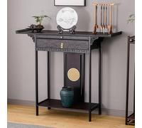 GSATREY Table D'Autel Bouddhiste, avec Tiroir Rangement, Table De PrièRe De MéDitation, Sculpté Main, Style Modern, Convient for Salon, Bureau, Temple(120 * 40 * 100 cm/47.2 * 15.7 * 39.4in)