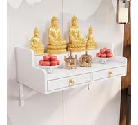 GSATREY Table d'autel, Support Mural pour Statue Bouddhiste avec Table d'autel, Brûleur D'encens, Piédestal Bouddha for Encens, Offrandes Et Rituels Spirituels(White,60 * 40cm/23.6 * 15.7in)