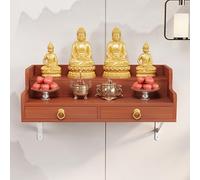GSATREY Table d'autel, Support Mural pour Statue Bouddhiste avec Table d'autel, Brûleur D'encens, Piédestal Bouddha for Encens, Offrandes Et Rituels Spirituels(Brown,80 * 40cm/31.5 * 15.7in)