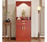 GSATREY Table d'autel, Table de Prière de Style Oriental Armoire de Rangement, Autel de Sanctuaire de Bouddha, pour la Relaxation, Prière, Salon, Chambre(Red)