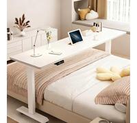 GSATREY Table de Lit avec Roulette Réglable en Hauteur, Table d'ordinateur Mobile, Chariot d'Ordinateur Roulant, pour Manger, Lire et Utiliser au Bureau(White1,150cm/59.1in)