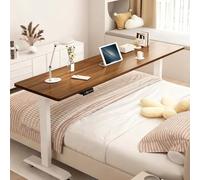 GSATREY Table de Lit avec Roulette Réglable en Hauteur, Table d'ordinateur Mobile, Chariot d'Ordinateur Roulant, pour Manger, Lire et Utiliser au Bureau(White2,130cm/51.2in)