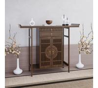 GSATREY Table De MéDitation Spirituelle, Table D'Offrande sur PiéDestal Chinois, Portance Ultra-RéSistante, avec Tiroir Rangement, Sculpté Main, pour PrièRes, Culte(Brown,100 * 40cm/39.4 * 15.7in)