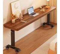 GSATREY Table de Soins Mobile, Chariot d'Ordinateur Roulant, 360° d'ordinateur Levage Rotatif, Hauteur Réglable, pour Manger, Lire et Utiliser au Bureau(Brown,100 * 50cm/39.4 * 19.7in)