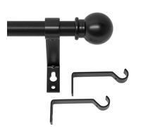 GSBLUNIE Tringles à rideaux noires pour fenêtres de 71,1 à 127 cm, ensemble de tringles à rideaux robustes avec supports, tringle métallique réglable de 1,6 cm de diamètre pour chambre, cuisine, noir