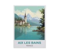 GSBRSNTS 5D Diamant Peinture Point de Croix Broderie，Aix-les-Bains, France，Diamond Painting Strass Complet, Croix Peinture Strass Salon Chambre Stickers Home Décoration Murale(40 x 50 cm)-R25