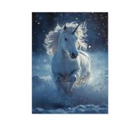 GSBRSNTS Peindre par Nombre Peinture par numéro，Un unicorn blanc dans la danse bleue de la neige，Kit Complet Peintures À l'huile Image par Numéros Photo À La Main Enfants(50x60cm-AG8