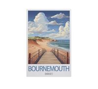 GSBRSNTS Peinture par numéros pour adulte，Bournemouth, Dorset，Kit de peinture à l'huile sur toile DIY avec pinceaux(30x40cm-AI59
