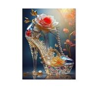 GSBRSNTS Peinture Par Numéros,Pumps en verre avec talons inhabituels, roses et decorations,pour Enfants Adultes Peindre par Nombre Kits Home Decor-AG47