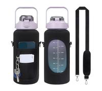 GSCLZ 1PC Sport Water Bottle Bag Half Gallon 64 OZ Insulated Mug Holder with Shoulder Strap Phone Pocket for Men Women Jug for Fitness pour Le Cyclisme en Plein Air, Le Camping(Black)