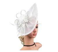 GSCLZ Accessoires for cheveux for femmes, bandeau en maille for mariage, fête du thé, pince à, chapeau bibi(White)
