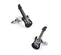 GSCLZ Boutons de Manchette de Guitare en Laiton, Couleur Noire, Boutons de Manchette au Design de Basse Cool